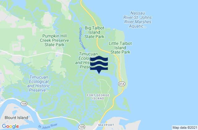 Fort George Island (Fort George River), United Statesの潮見表地図