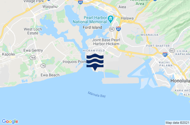 Fort Kamehameha Beach, United Statesの潮見表地図