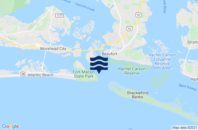 Fort Macon 0.2 mile NE of, United Statesの潮見表地図