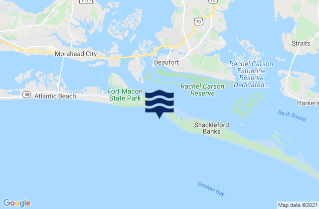 Fort Macon 0.6 mile SE of, United Statesの潮見表地図