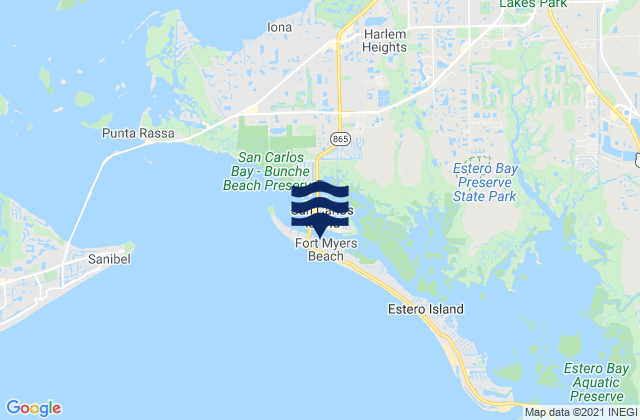 Fort Myers Beach, United Statesの潮見表地図