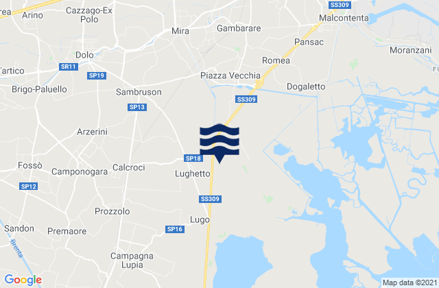 Fossò, Italyの潮見表地図