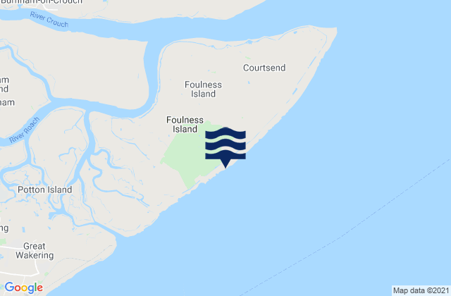 Foulness Island, United Kingdomの潮見表地図