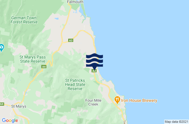 Four Mile Creek Beach, Australiaの潮見表地図