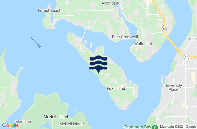 Fox Island, United Statesの潮見表地図