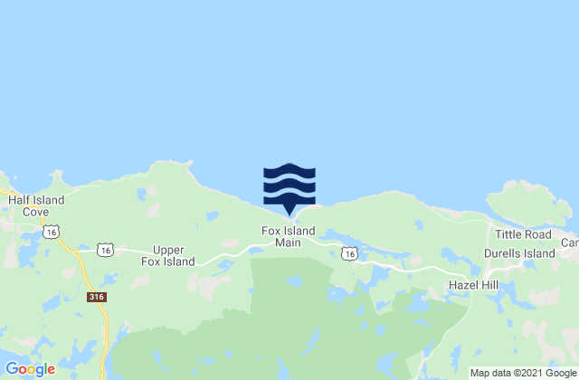 Fox Island, Canadaの潮見表地図