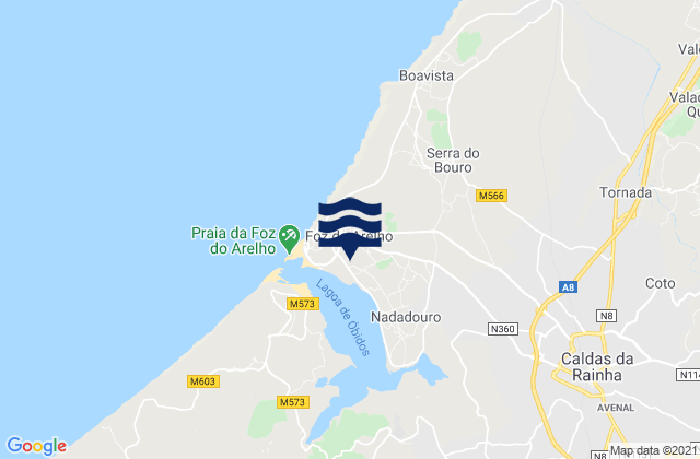 Foz do Arelho, Portugalの潮見表地図