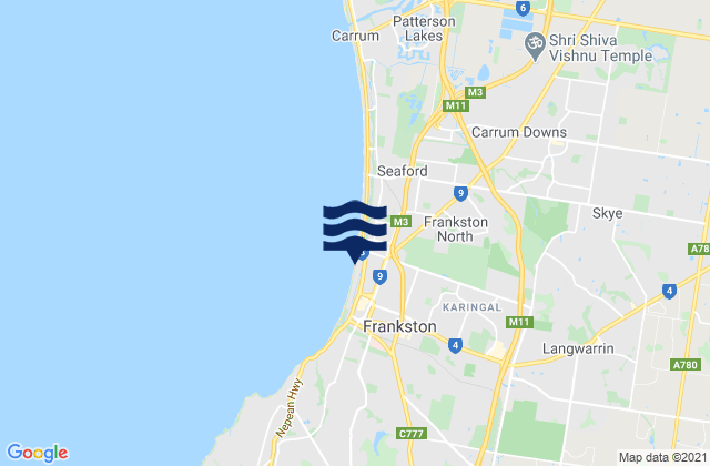 Frankston East, Australiaの潮見表地図