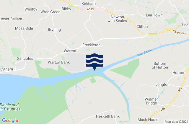 Freckleton, United Kingdomの潮見表地図