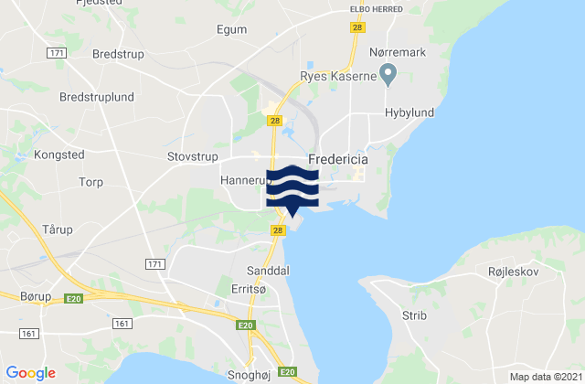 Fredericia Kommune, Denmarkの潮見表地図