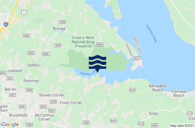 Fredericksburg Rappahannock River, United Statesの潮見表地図