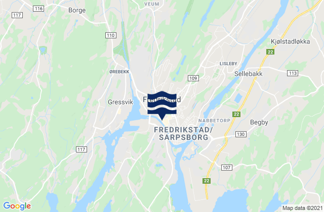 Fredrikstad, Norwayの潮見表地図