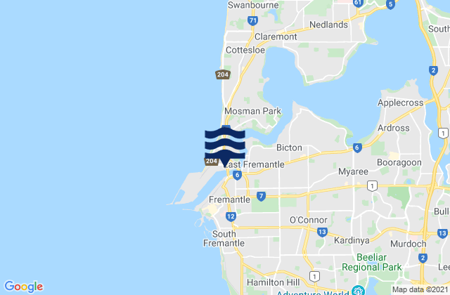 Fremantle, Australiaの潮見表地図