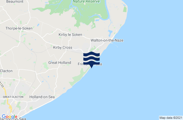Frinton-on-Sea Beach, United Kingdomの潮見表地図