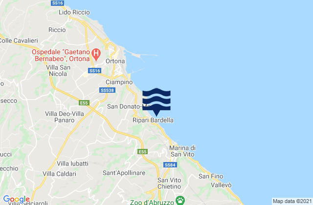 Frisa, Italyの潮見表地図