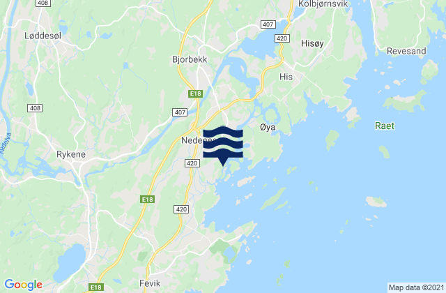 Froland, Norwayの潮見表地図