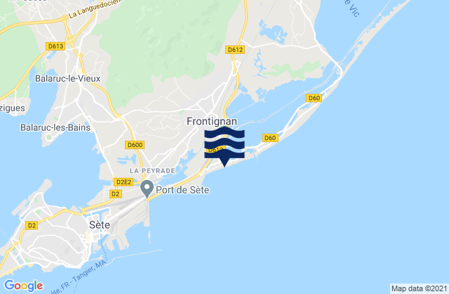 Frontignan, Franceの潮見表地図