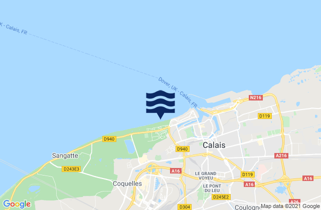 Fréthun, Franceの潮見表地図