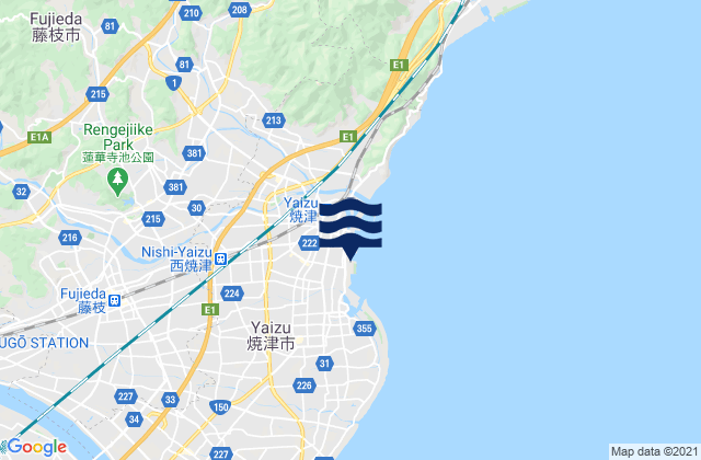 Fujieda, Japanの潮見表地図