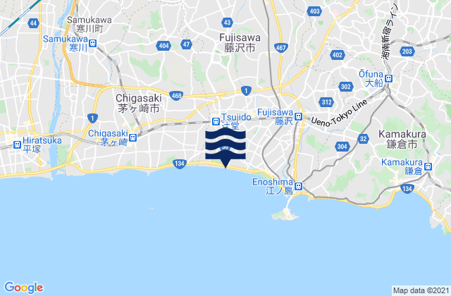 Fujisawa Shi, Japanの潮見表地図