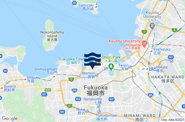 Fukuoka-shi, Japanの潮見表地図