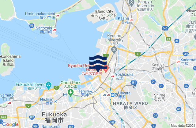 Fukuoka, Japanの潮見表地図