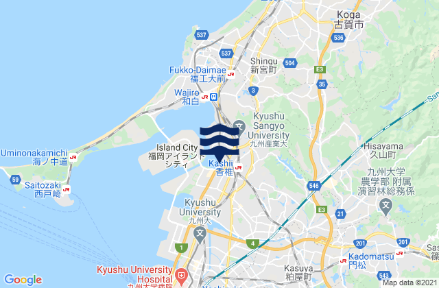 Fukuoka Prefecture, Japanの潮見表地図