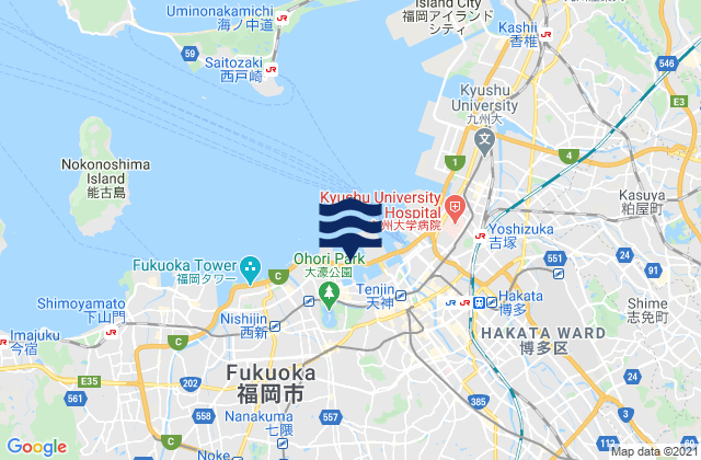 Fukuoka Wan, Japanの潮見表地図