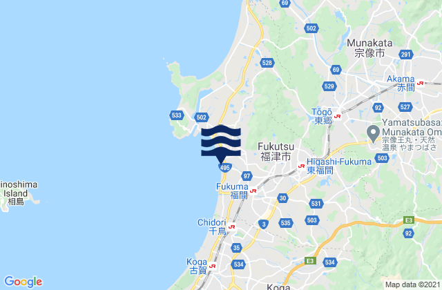 Fukutsu Shi, Japanの潮見表地図