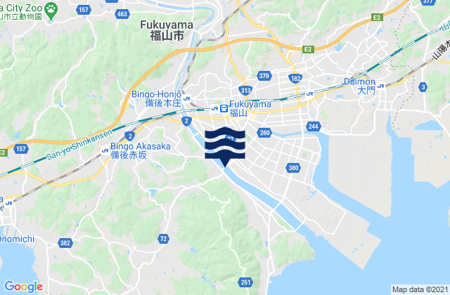 Fukuyama Shi, Japanの潮見表地図
