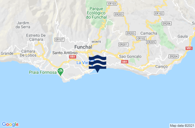 Funchal, Portugalの潮見表地図