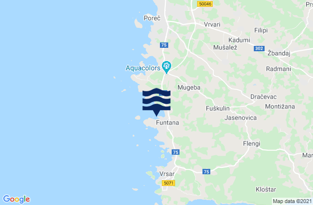 Funtana, Croatiaの潮見表地図