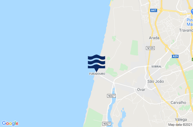 Furadouro, Portugalの潮見表地図