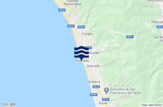 Fuscaldo, Italyの潮見表地図
