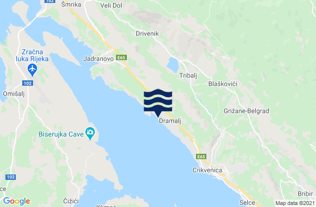 Fužine, Croatiaの潮見表地図