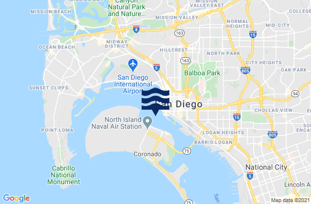 G St. Pier (San Diego) 0.22 nmi. SW of, United Statesの潮見表地図