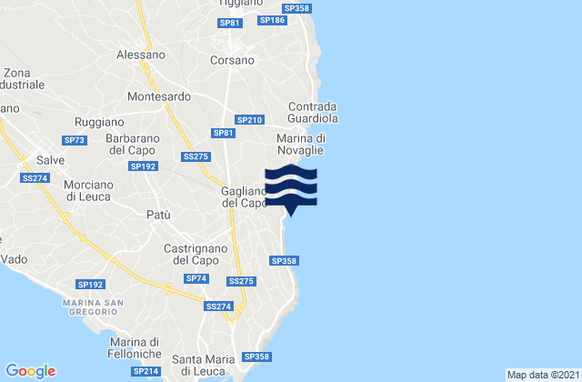 Gagliano del Capo, Italyの潮見表地図