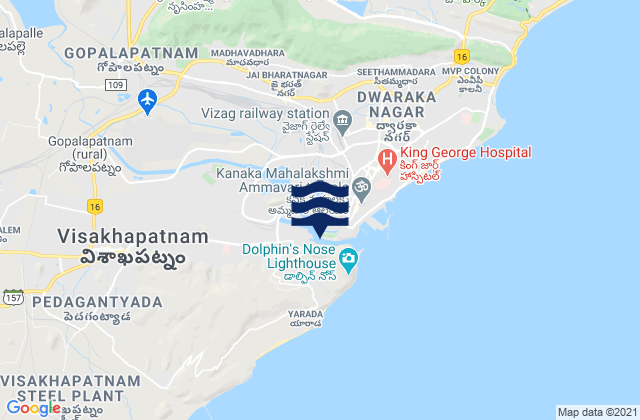 Gajuwaka, Indiaの潮見表地図