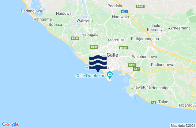 Galle, Sri Lankaの潮見表地図
