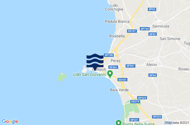 Gallipoli, Italyの潮見表地図