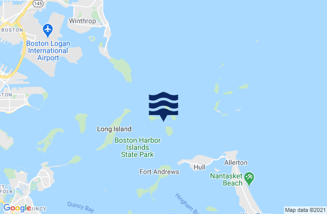 Gallops Island 0.1 n.mi. southeast of, United Statesの潮見表地図