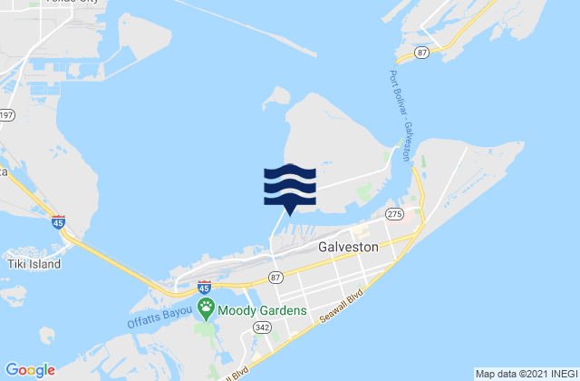 Galveston Channel west end, United Statesの潮見表地図