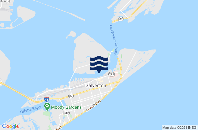 Galveston Pier 21, United Statesの潮見表地図