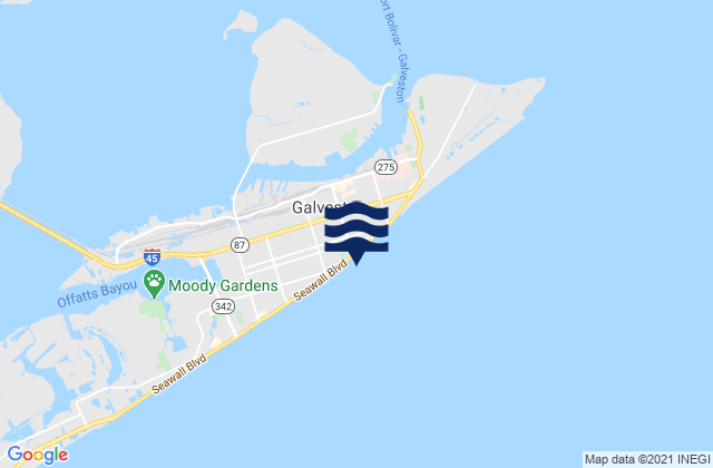 Galveston Pleasure Pier, United Statesの潮見表地図
