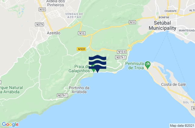 Galápos beach, Portugalの潮見表地図