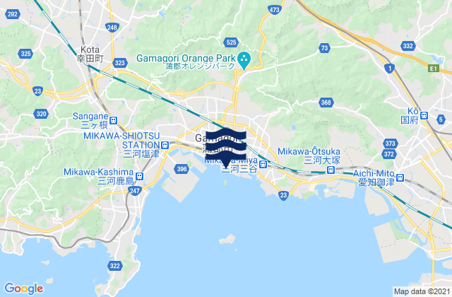 Gamagori Mikawa Wan, Japanの潮見表地図