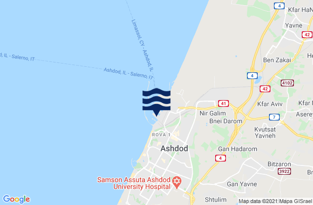 Gan Yavne, Israelの潮見表地図