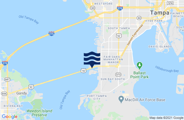 Gandy Bridge Old Tampa Bay, United Statesの潮見表地図