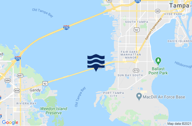 Gandy Bridge east channel, United Statesの潮見表地図