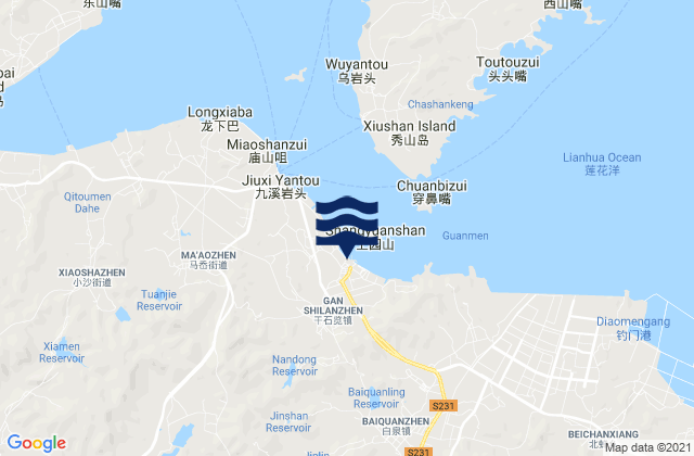 Ganlan, Chinaの潮見表地図